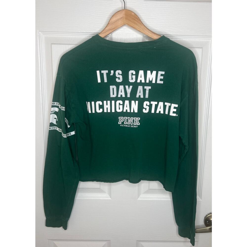 Victoria's Secret PINK Michigan State MSU Spartans Long Sleeve Crop Size Small - Picture 11 of 11